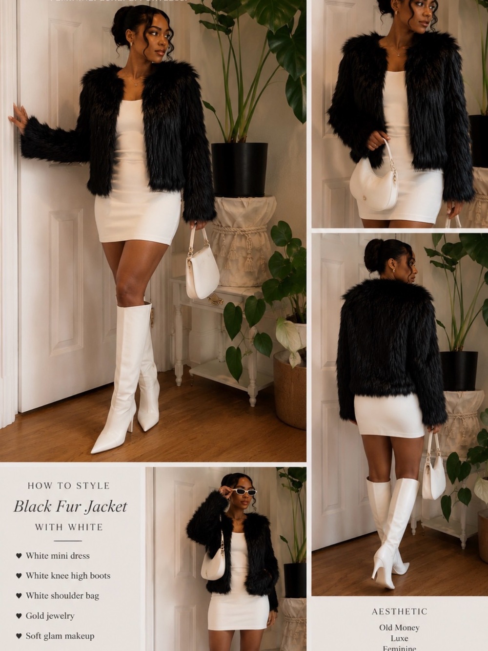 Faux Fur Old Money Quiet Luxury Chic Glam Mob H&M Black Skinny High-Rise Pants